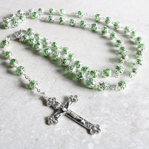 Green Metal Capped Rosary