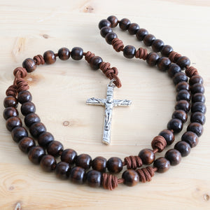 All Brown Paracord Wood Beads Rosary