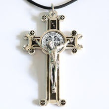 Load image into Gallery viewer, Large Unique St Benedict Crucifix - Paracord