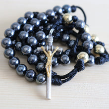 Load image into Gallery viewer, Black &amp; Gold Steel Bead Rosary