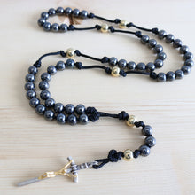 Load image into Gallery viewer, Black &amp; Gold Steel Bead Rosary