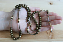 Load image into Gallery viewer, Bronze Steel Rosary with Keepsake Box