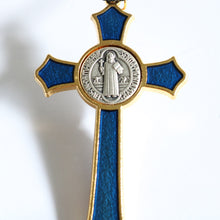 Load image into Gallery viewer, Large St Benedict Blue Crucifix - Paracord