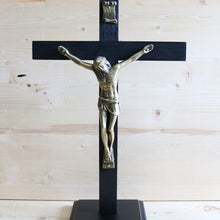 Load image into Gallery viewer, 14&quot; Bronze - Black Wood Standing Crucifix