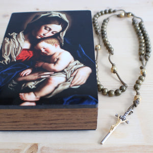 Bronze Steel Rosary with Keepsake Box
