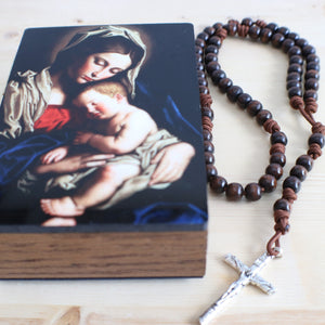 All Brown Wood Rosary with Keepsake Box
