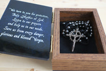 Load image into Gallery viewer, All Black Steel Rosary with Keepsake Box