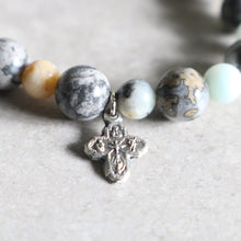 Load image into Gallery viewer, Silver Crazy Lace Agate and Flower Amazonite Bracelet - Women