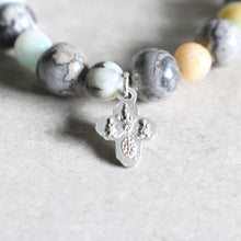 Load image into Gallery viewer, Silver Crazy Lace Agate and Flower Amazonite Bracelet - Women