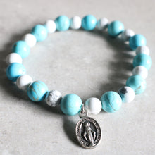 Load image into Gallery viewer, Turquoise Blue Magnesite and White Howlite Bracelet - Women