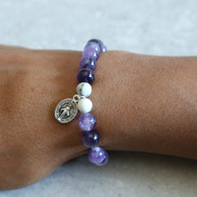 Load image into Gallery viewer, Amethyst and White Howlite Rosary Bracelet - Women