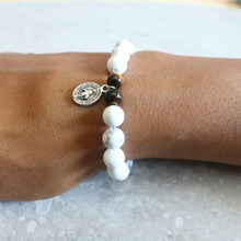 Load image into Gallery viewer, White Howlite and Tigereye Rosary Bracelet - Women