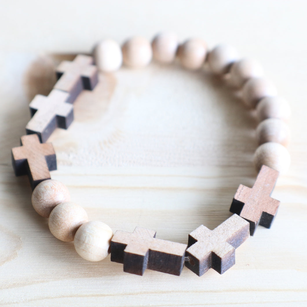 Wood Beads Rosary Bracelet - Men