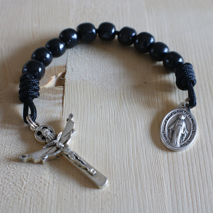 All Black Wood Pocket Rosary