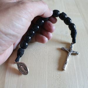 Large Wood All Black Pocket Rosary