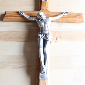 Detailed 17" Brown Wood Wall Crucifix