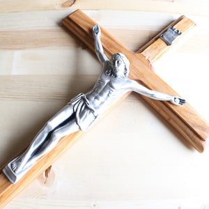 Detailed 17" Brown Wood Wall Crucifix