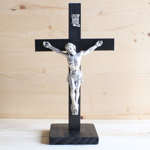 8.5" Black Wood Standing Crucifix