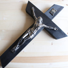 Load image into Gallery viewer, 13&quot; Unique Black Wood Wall Crucifix