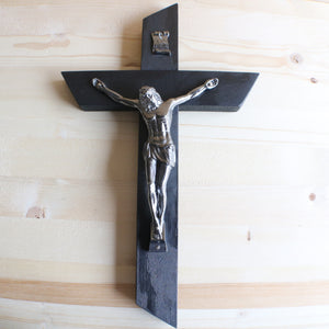 13" Unique Black Wood Wall Crucifix