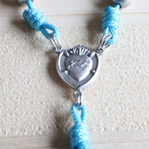 Aqua Gray Rosary with Centerpiece