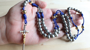 Purple Gray Rosary with Centerpiece