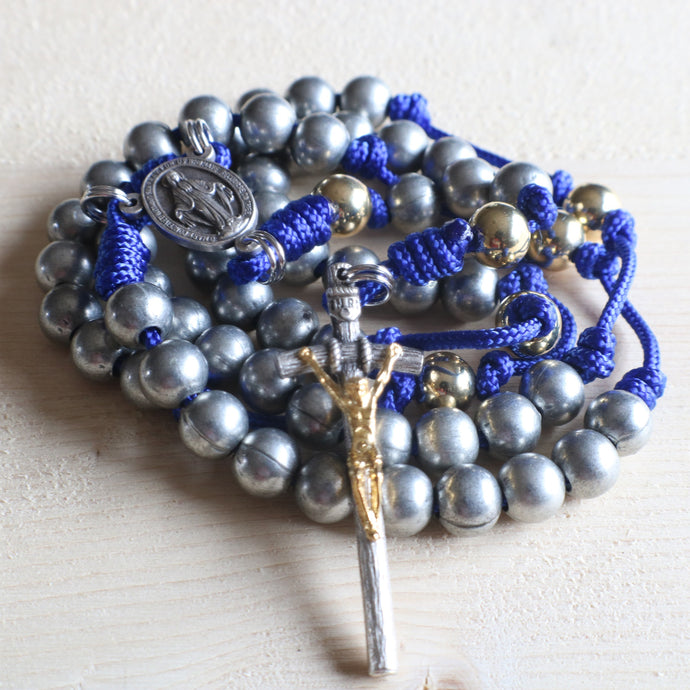 Purple Gray Rosary with Centerpiece