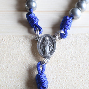 Purple Gray Rosary with Centerpiece