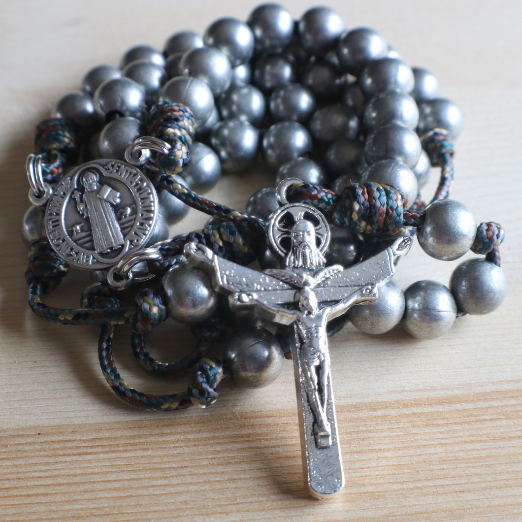 Camo Gray Rosary with Centerpiece