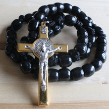 Load image into Gallery viewer, XL Black Wood Rosary with Keepsake Box
