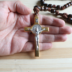 XL Brown Paracord Wood Bead Rosary