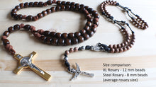 Load image into Gallery viewer, XL Brown Paracord Wood Bead Rosary