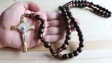 Load image into Gallery viewer, XL Brown Paracord Wood Bead Rosary