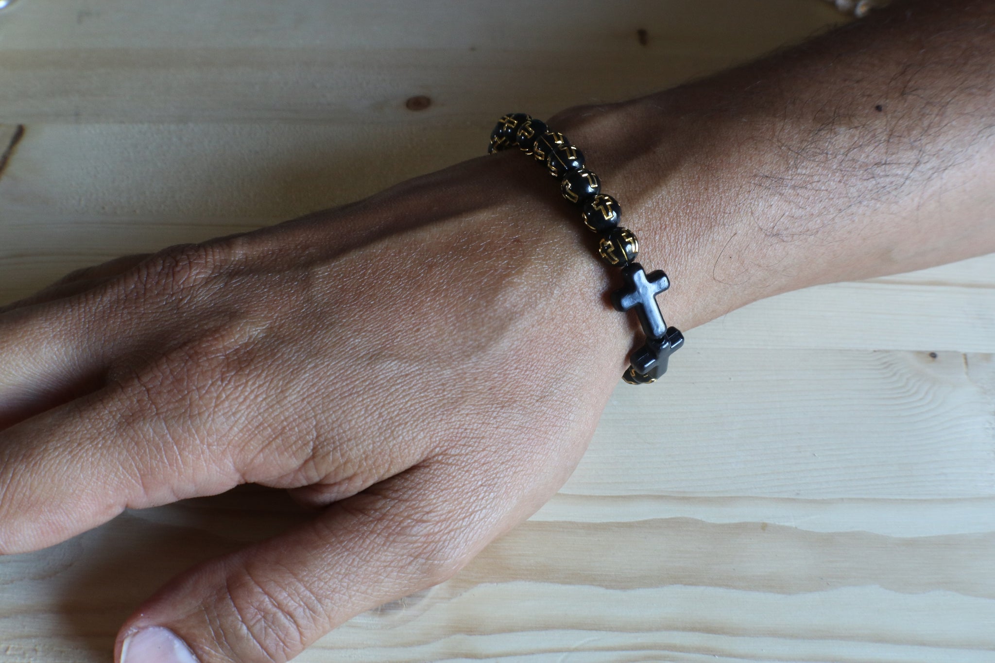 Black Wood Bead Rosary Bracelet - Men – Catholic Mercy