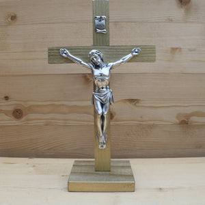 8.5" Metallic Gold Wood Standing Crucifix