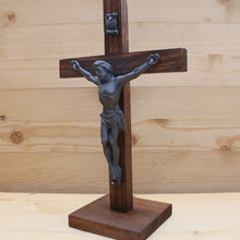 Load image into Gallery viewer, 8.5&quot; Brown Wood Standing Crucifix