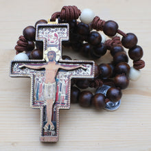 Load image into Gallery viewer, St Francis Wood Beads Rosary