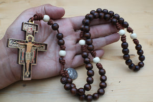 St Francis Wood Beads Rosary