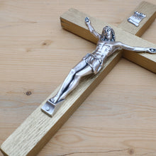 Load image into Gallery viewer, 8&quot; Gold Wood Wall Crucifix