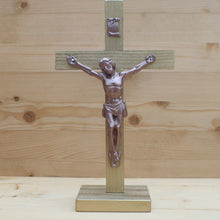 Load image into Gallery viewer, 8.5&quot; Metallic Gold Wood Standing Crucifix