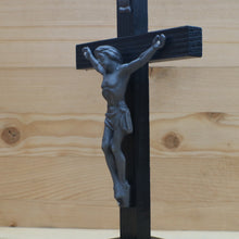 Load image into Gallery viewer, 8.5&quot; Black Wood Standing Crucifix