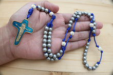 Load image into Gallery viewer, Blue Paracord Gray Steel Beads Rosary