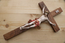 Load image into Gallery viewer, 12&quot; Full Color Resin Brown Wall Crucifix