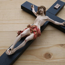 Load image into Gallery viewer, 12&quot; Full Color Resin Black Wall Crucifix