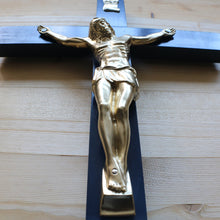 Load image into Gallery viewer, Large 17&quot; Midnight Blue Wood Wall Crucifix