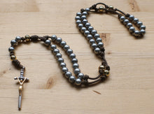 Load image into Gallery viewer, Gray &amp; Gold Steel Bead Rosary