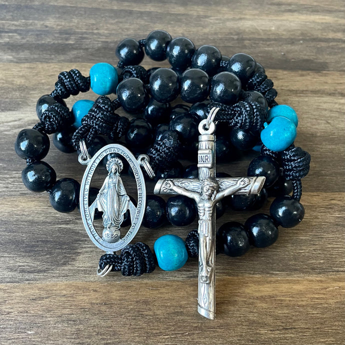 Black & Blue Rosary with Centerpiece