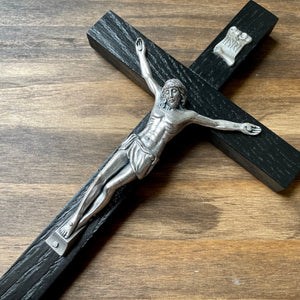 8" Black Wood Wall Crucifix