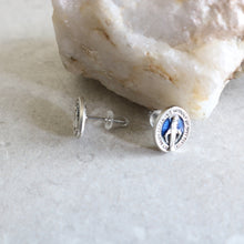 Load image into Gallery viewer, Blue Miraculous Medal - Stud Earrings