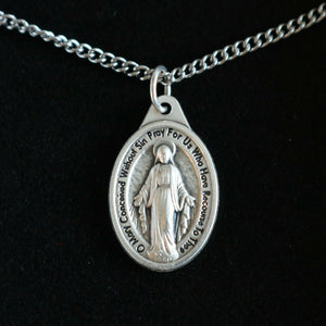 Miraculous Medal Necklace and Dangle Earrings Set